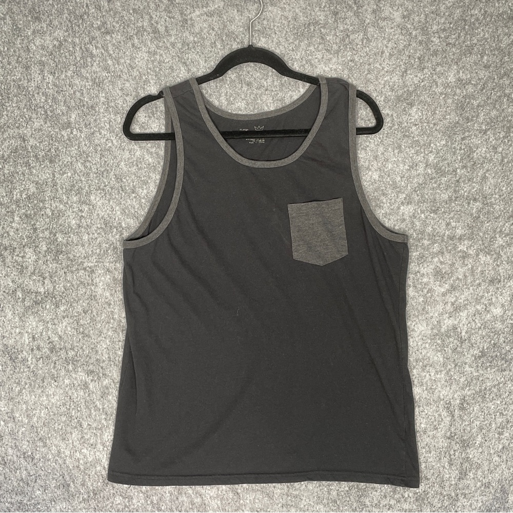 Blue Crown Mens Charcoal Gray Front Pocket Sleeveless Tank Top Surf Size XL